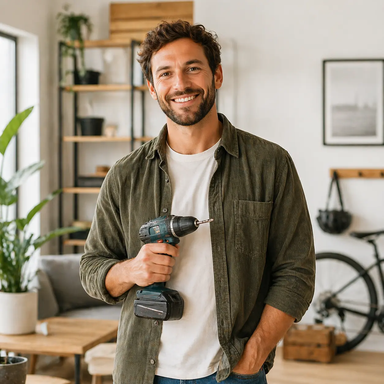 Owner holding an item ready to lend